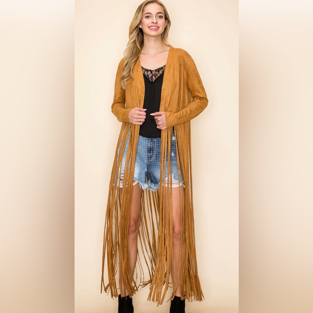Fringe micro-suede jacket
